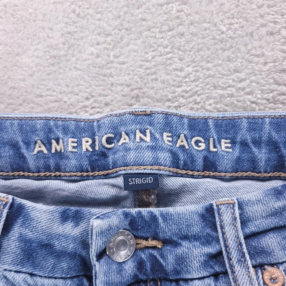 American Eagle Jeans Womens 2 Blue Curvy Stovepipe High Rise Straight Frayed Hem